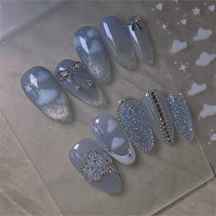 3D Engraved Nail Art Stickers Cloud Heart Self-adhesive Back Glue Ultra-thin Decal Nail Stickers DIY Salon Manicure Tool