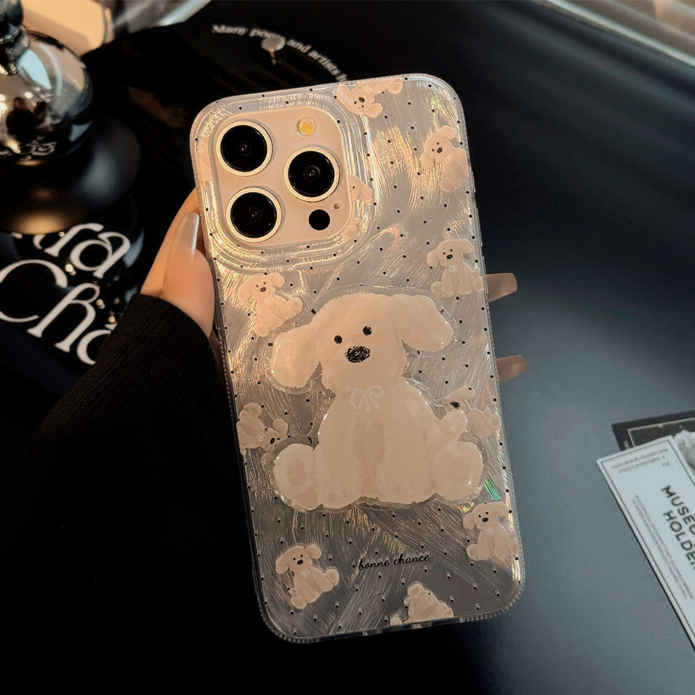 YICKYUE  -  halloween screensavers Niche Ins Doll Dog Bracket Phone Case Apple 15promax for Iphone13/16 Feather Yarn 14 Cute