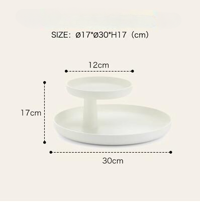 YICKYUE  -  Retro Tray Desktop Shelf Rotating Double Layer Round Tray Fruit Plastic Storage Box Glasses Accessories Perfume Storage Rack