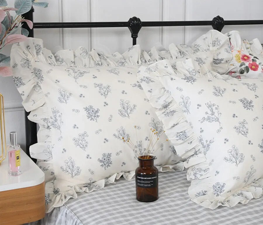 YICKYUE  -  Romantic elegant flower plaid bedding set,twin full queen king cute cotton double home textile bedspread pillow case quilt cover