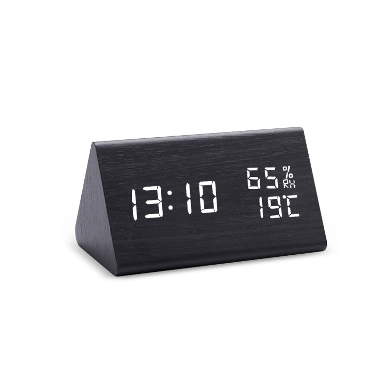 YICKYUE  -  Creative LED Wooden Clock Table Sound Control Electronic Clocks Desktop USB/AAA Powered Digital Clock Home Table Decoration
