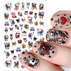 Winter Christmas Nail Sticker Snowflake Magpie Bird 3D Slider Leaf Halloween New Year Design Decorations Manicure SAF795-801