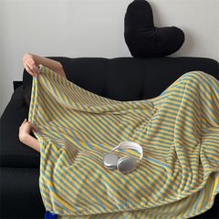YICKYUE  -  Fun Striped Eyes Double-sided Flannel Blanket Cute Ball Casual Sofa Blanket Two-color Skin-friendly Soft Shawl Cover Blanket
