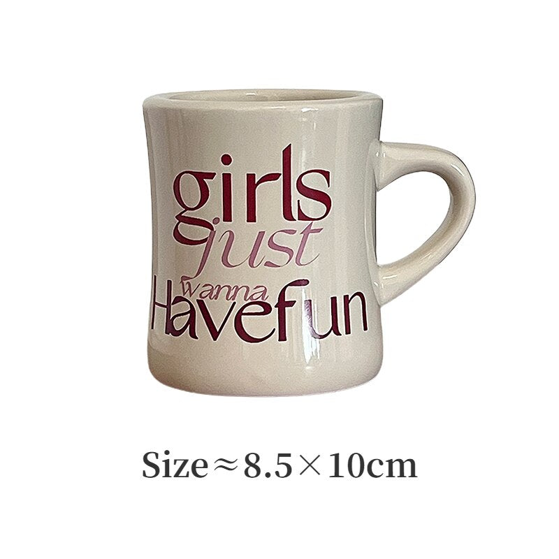 Novelty Ceramic Breakfast Coffee Mug INS Decorative Milk Juice Water Cup 300ML Large Heat Resistant Tea Cup Unique Birthday Gift