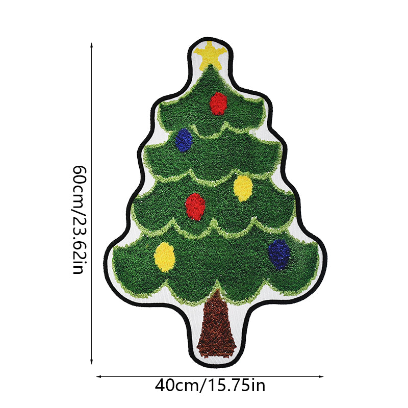 YICKYUE  -  Christmas Tree Shape Floor Mat Anti Slip Entrance Door Bedroom Bath Toilet Mat Carpet 2025 New Year Gift Navidad Home Decoration