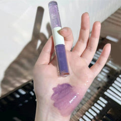 Yickyue Purple Glitter Water Light Lip Gloss Long-lasting Double-end Lip Glaze Mirror Liquid Lipstick Not Fade Lip Tint Korean Cosmetic