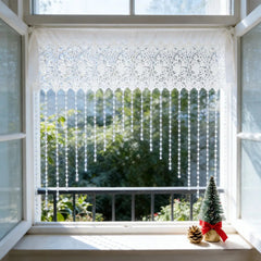 Luxury French Country Curtain with Embroidered Lace Crystal Pendants Semi-Sheer Panel,Translucent Light Filtering Window Drapery