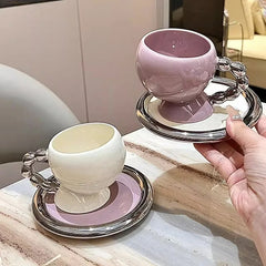 Yickyue AhunderJiaz Modern High Beauty Ceramic Coffee Cup Set Cute Dish Set Combination Latte Mug Free Shipping