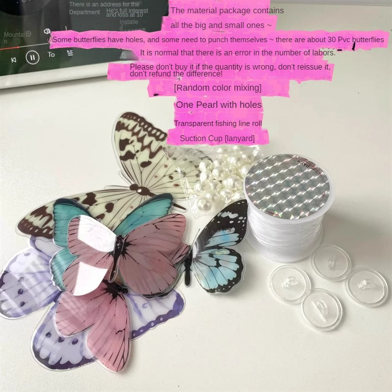 YICKYUE  -  Door Curtain Decoration, Butterfly Wind Chime, Finished Bedroom, DIY Door Curtain Material Package, No Punching Hanging Curtain