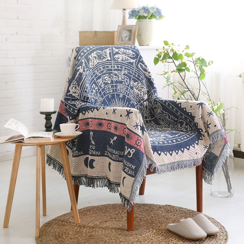 Sofa Throw Blanket Europe Style Cotton Thread Knitted Blanket With Tassel Geometry Bohemian Sofa Cover Bed Blanket Home Decor