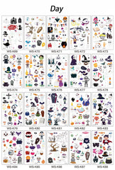 Child Cartoon Luminous Tattoo Sticker Halloween Party Glow Sticker On The Face Arm Leg Children Body Art Sticker