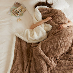 Yickyue Winter Double Layer Thick Blanket Soft Warm Sherpa Wool Blankets Geometric Plaid Taff Cashmere lamb Throw Blankets Girls Gift