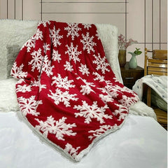 Yickyue Christmas Blanket Autumn Winter Thicked Lamb Cashmere Throw Blanket Soft Warm Sofa Car Bed Cover Snowflake Gift Blankets