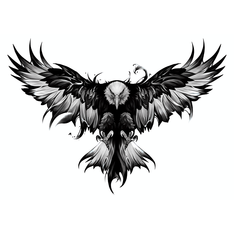 YICKYUE  -  Eagle back and chest waterproof temporary tattoo sticker, lasts 1-2 weeks, realistic semi-permanent fake tattoo