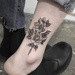 Waterproof Temporary Tattoo Sticker Rose Sketch Flower Design Body Art Fake Tattoo Flash Tattoo Ankle Female Male