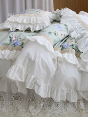 Yickyue Super Garden Princess bedding set handmade ruffle  Lace double duvet cover Bed sheet set for king size linens comforter sets