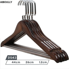 10Pcs/set Adult Extra-Wide Solid Wood and Metal Hook Wooden Hangers With Notches Non-slip Metal Hook for Clothes W2760