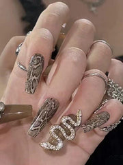 Yickyue Hand Made Snakeskin Design Extension Nails