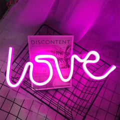 LED Neon Lights WallLove Shape Night Light Sign Lamp Battery USB Double Powered Nightlight for Indoor Christmas Wedding Birthday