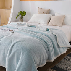 YICKYUE  -  Solid Color Velvet Double-sided Plush Blanket Winter Office Nap Cover Blankets Cloud Comfortable Car Travel Sleeping Bedspread