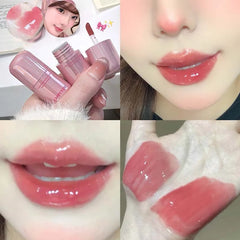 YICKYUE  -  Mirror Juice Red Lip Gloss Water Light Clear Lip Glaze Waterproof Non Stick Liquid Lipstick Grayish Purple Cheek Tint Makeup