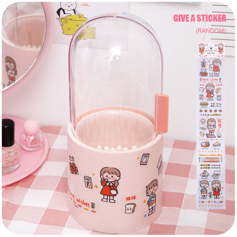 W&G Makeup Brush Storage Tube Box Acrylic Desk Ins Desktop Dustproof Portable Cute Girl Pearl Kawaii Storage Bucket