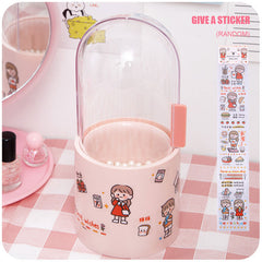 W&G Makeup Brush Storage Tube Box Acrylic Desk Ins Desktop Dustproof Portable Cute Girl Pearl Kawaii Storage Bucket