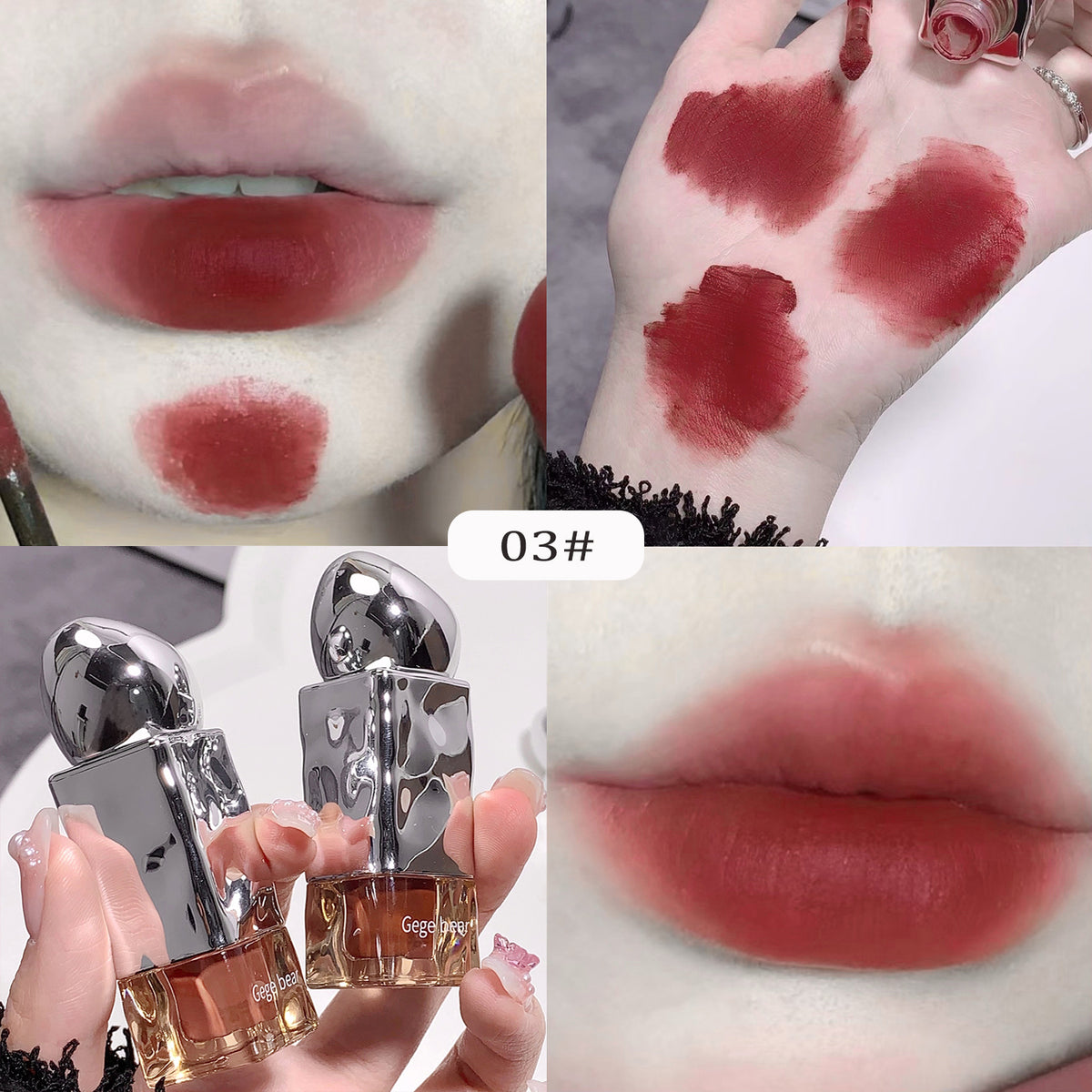 YICKYUE  -  Irregular Red Brown Velvet Matte Lip Gloss Long Lasting Non-marking Lip Cream Waterproof Metal Liquid Lipstick Makeup Cosmetic