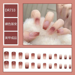 YICKYUE Gentle Ice Transparent Show White Wear Nail Finished Wholesale Simple Sweet Gradient Pure Desire Nail Patch Can Be Removed