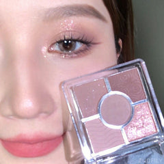 Yickyue 5-color Eye Shadow Palette Purple Chocolate Color Eye Makeup Glitter Pearly Eyeshadow Palette Korean Charming Eye Makeup Palette