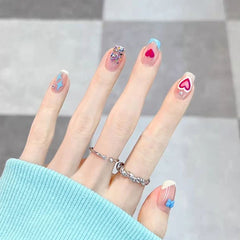 Wholesale Cow Pattern Design Nail Art Summer Small Fresh False Nails Wearable Glitter Sequins Fake Nails Full Cover Nail Tips