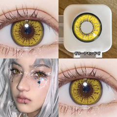 YICKYUE  -  2Pieces Colorcon Color Contact Lenses Yearly Yellow Contact Lenses with Graduation Free Shipping