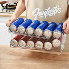 Refrigerator Stacking Soda Pop Can Organizer Plastic Rolling Bottle Holder for Beer Beverage Fridge Pantry Kitchen Drink Storage
