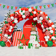 YICKYUE  -  Christmas Candy Cane Balloon Garland Arch Kit Merry Christmas Decorations For Home Navidad Xmas Happy New Year Balloons