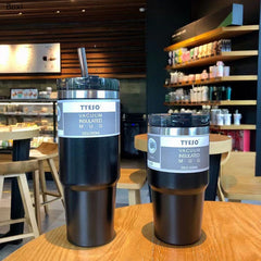 Yickyue 600 & 890ml Creative Fashion 304 Stainless Steel Thermo Cup Travel Coffee Mug With Lid Straw Car Water Bottle For Gift