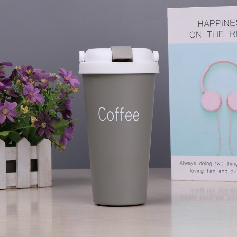 500ML Stainless Steel Vacuum Flasks Thermoses Straw Coffee Cup with Lid Travel Camping Thermo Mug Insulated Tumbler Coffee Mugs