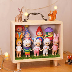 Wooden Transparent Display Case for Pop Mart Blind Box Collectible Figures Toys Dolls Storage Box Artcrafts Ornament Storage Bin