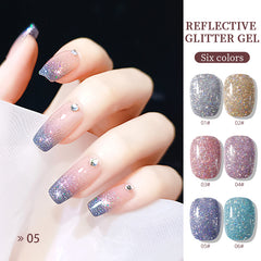 YICKYUE  -  9ml Reflective Nail Gel Polish Sparkle Shining Glitter Semi Permanent Nail Manicure Soak Off UV LED Color Gel Varnish