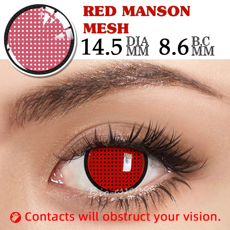 YICKYUE  -  1 Pair Anime Cosplay Contacts Lenses Color Contact Lenses Anime lenses Red Lens White Lenses Anime Accessories Pink Lenses