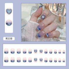 24p Artificial Short Round Cute Kawaii Full Coverage Fake Nails Ballerina Press on Nail SetSeamless Removable Art False Nails