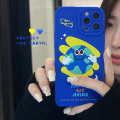 Our earth cute back conque for iphone 7 xsmax x xr 8 plus 11 12 13 pro max mini cartoon blue silicone soft phone case shell