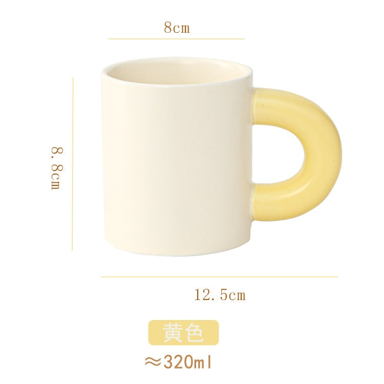 320ML Large Capacity Breakfast Cup Milk Juice Hot Chocolate Mug Cute Ceramic Espresso Coffee Mug Decor Party Beverage Drinkware