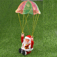 Christmas Parachute Christmas Santa Claus Electric Parachute Singing Tumbling Santa Claus for Christmas Tree Fireplace Decor