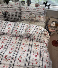 YICKYUE  -  Romantic sweet fairyfair floral bedding set,twin full queen king rustic cotton home textile bed sheet pillow case duvet cover