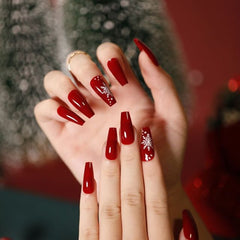 Press on nails Christmas Coffin False Nails Fake nail with design Detachable Wearable Ballerina Fake Nails Full Cover Nail Tips