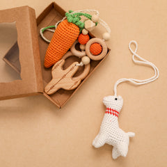 4/5Pcs Wooden Fitness Rack Crochet Animals Baby Play Gym Activity Pendants Hanging Teething Nursing Rattle Toys Gift