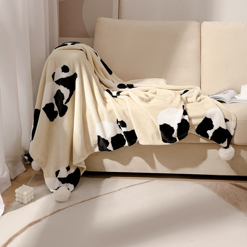 Yickyue Panda pattern Winter Throw Blanket for throw Flannel Fleece Sofa Blankets Portable Warm Shawl Blanket warm Bed Blankets