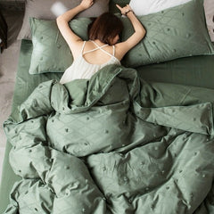Retro Green 100% Cotton Bedding Set Queen King Full Twin Size Luxury Duvet Cover Set 3/4pcs Bedspread Beddinig Set Home Hotel