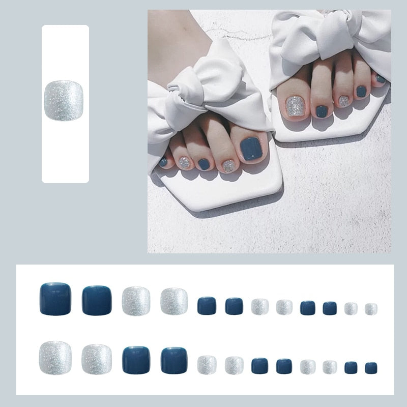 Press on Toenails 24pcs Glossy Nail For Foot Full Cover Toe nail Acrylic Set For Girl Wearable False Toenail 2022 Free Shipping