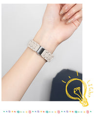 YICKYUE   -  Women Bracelet for Apple Watch Band 45mm 41 46 42 49 44 38 40mm Starlight Acrylic Strap for iWatch Series 10 9 8 7 6 SE Ultra 2